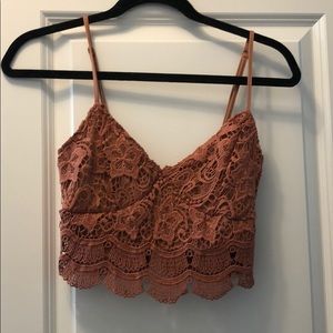 Coral Lace Crop Top